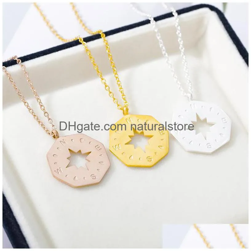 pendant necklaces simple exquisite compass necklace women stainless steel style 2022trendy female bijoux jewelry wholesale gifts