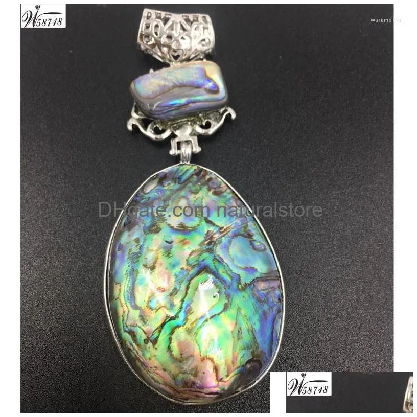 pendant necklaces fashion zealand abalone shell butterfly oblong flower art women men bead wb665