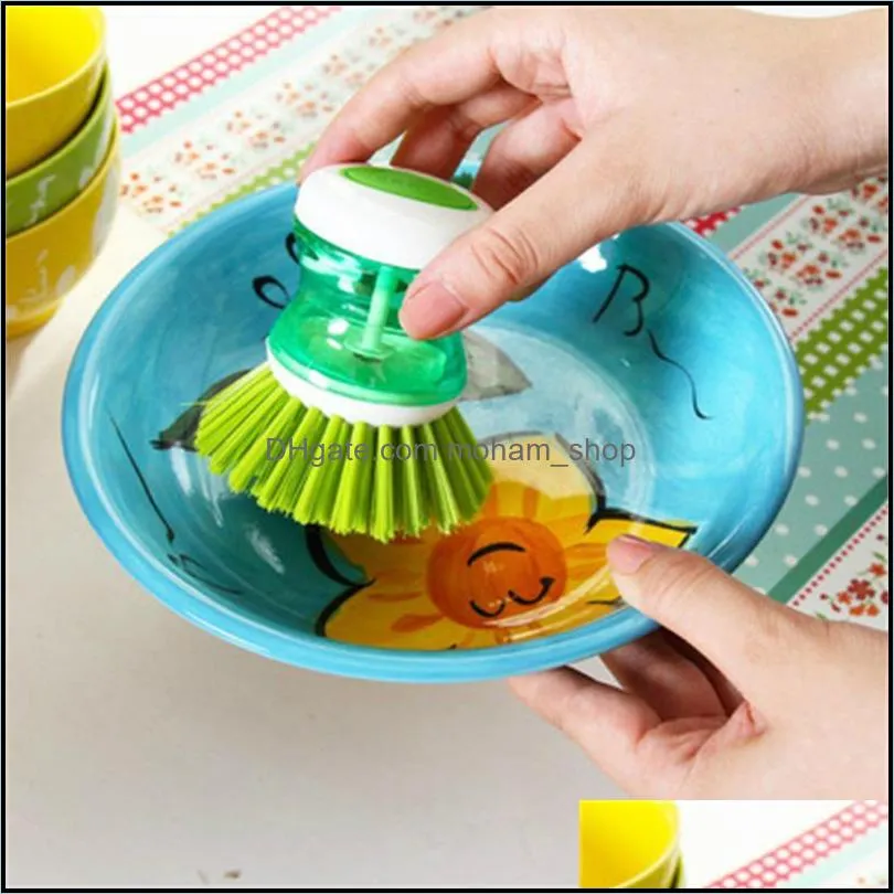 dispensing detergent addition scrubber pot dish bowl brush kitchen sink pot bowl pan scrubber cleaning gadget tool bathroom paf11442