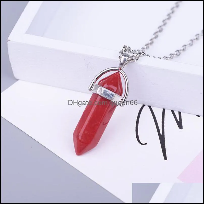 16 styles natural crystal pendant necklaces opalite white howlite lapis clear quartz crystal aventurine crystal pendant