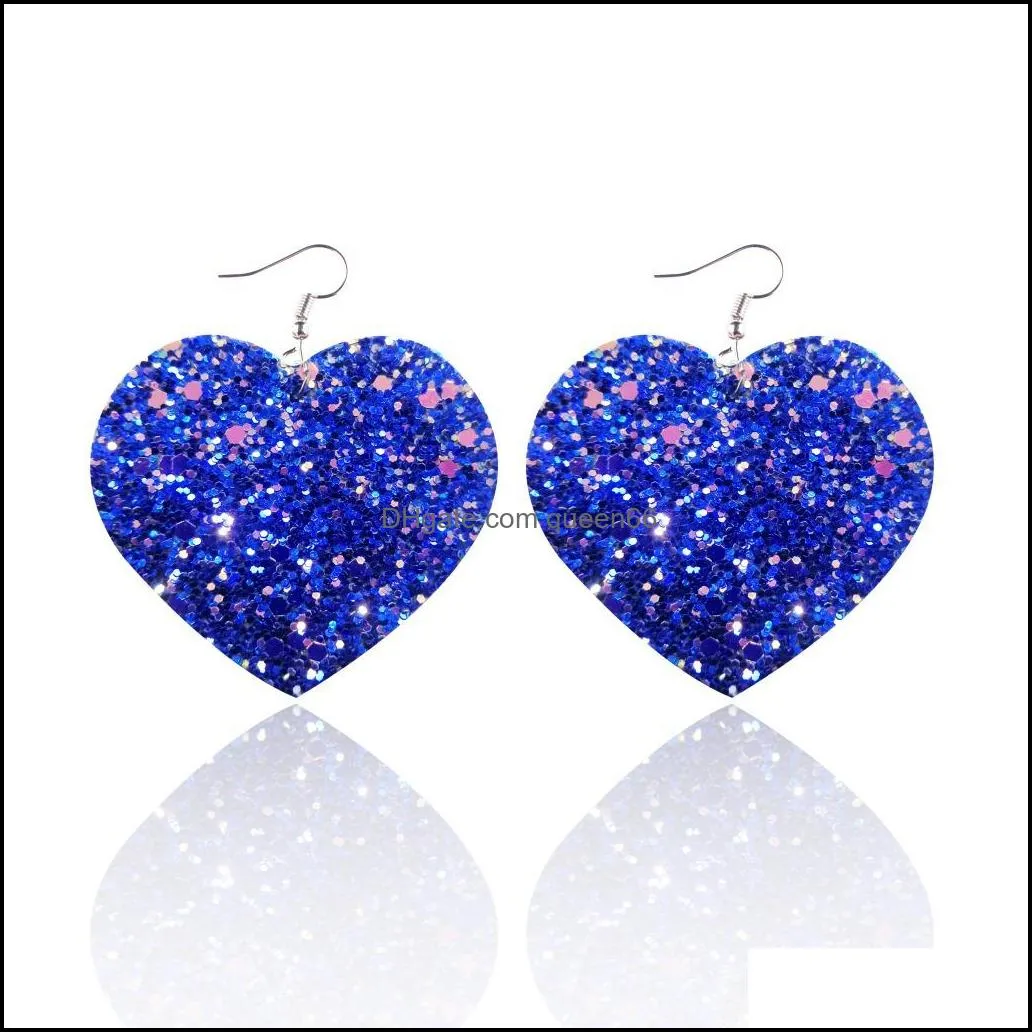european and american pu leather earrings for women bohemian love heart teardrop dangle earrings valentines day jewelry gifts