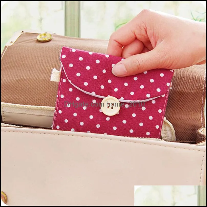 sanitary napkin storage bag dot cotton linen sanitary pad pouch aunt towel bag button open packaging coin purse jewelry