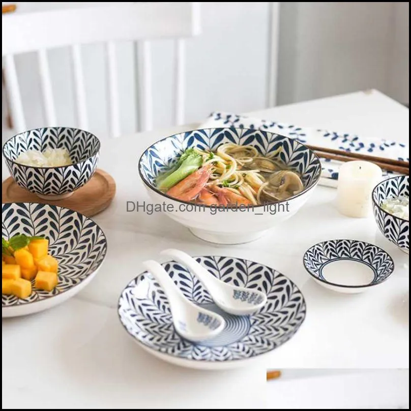 bowls ceramic instant noodle bowl japanese style underglaze ramen dish plate set combination soup home restaurant tableware