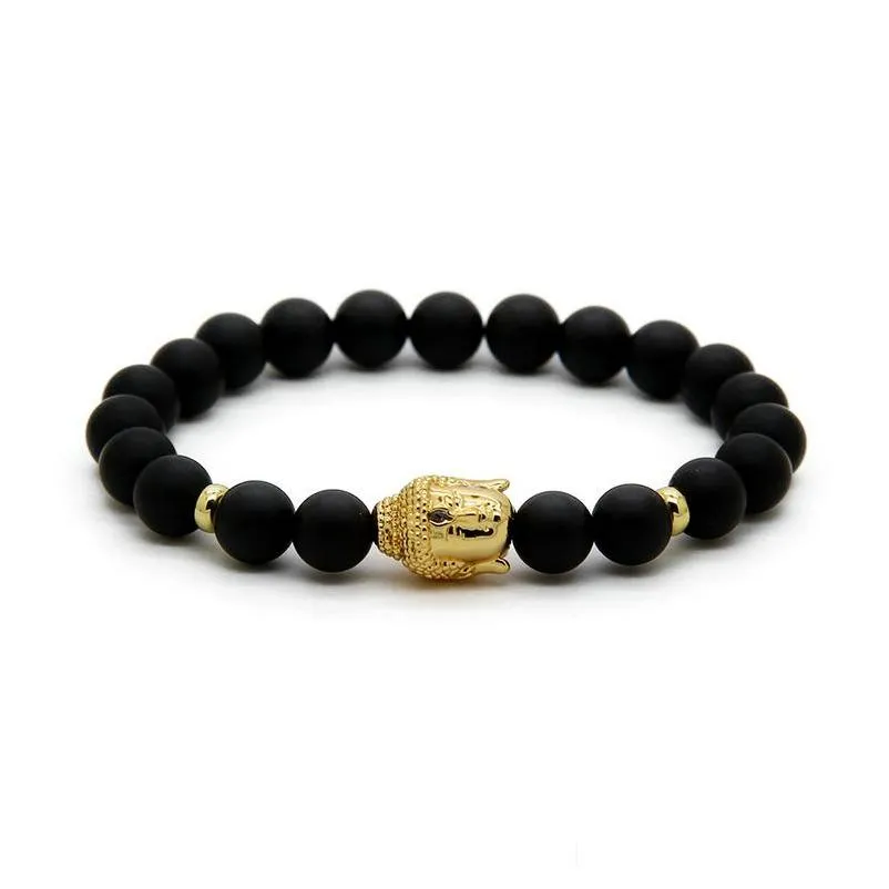 religious jewelry 10pcs/lot dignified buddha head bracelets made with 8mm natural matte agate stone beads