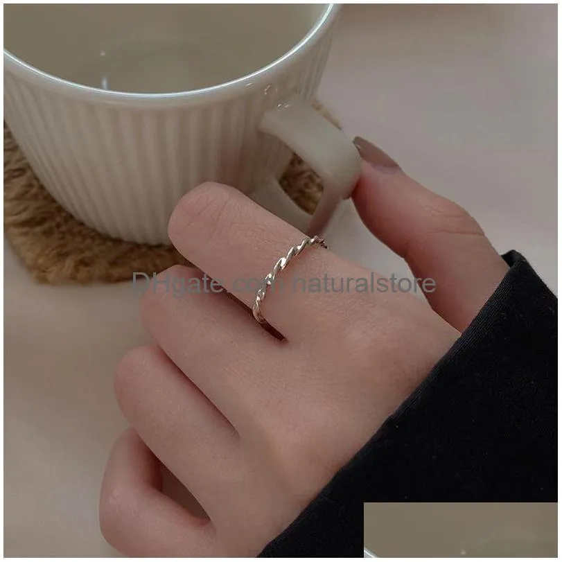 925 sterling silver woven for women 2020 thin line wave twisted string forefinger ring opening adjustable