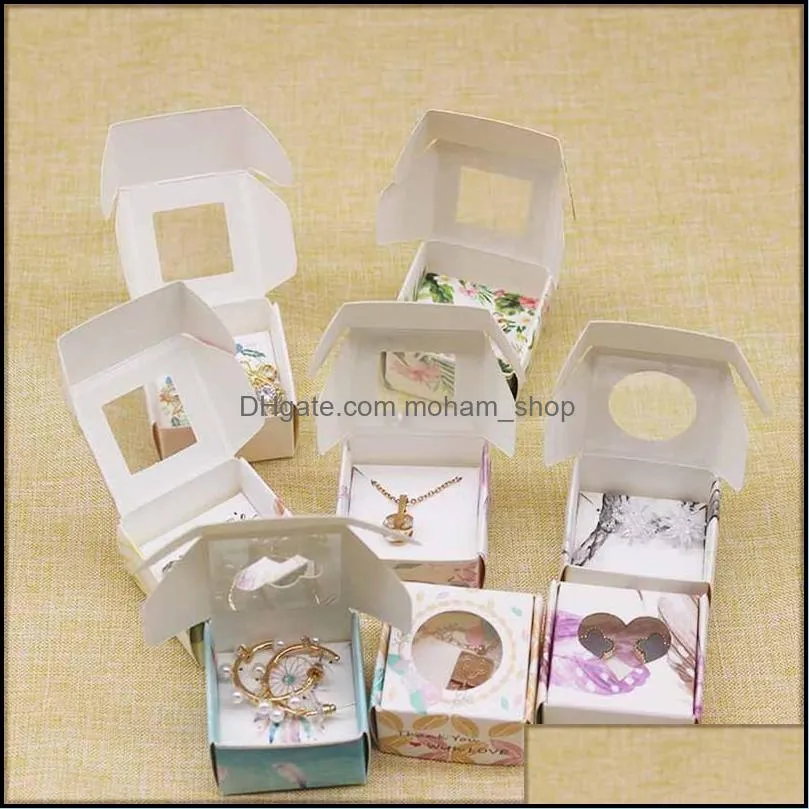 pvc window gift packaging box 4x4x2.5cm white/kraft jewelry ring box candy crafts handmade soap packaging gift boxes