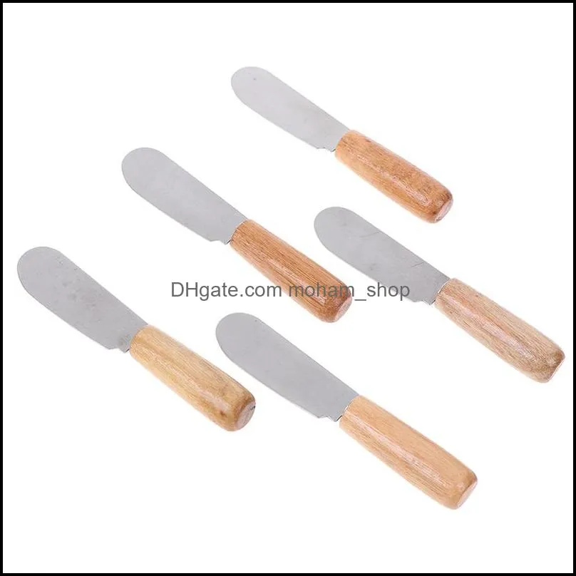 stainless steel cutlery butter spatula wood butter knife cheese dessert jam smear knife portable travel party knife breakfast tool