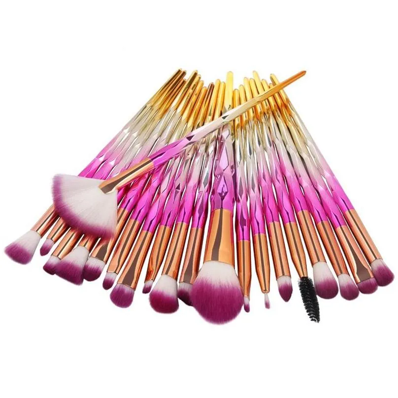 20pcs diamond handle makeup brushes full set of beauty tools eyeshadow brush eyebrow brush230e263r