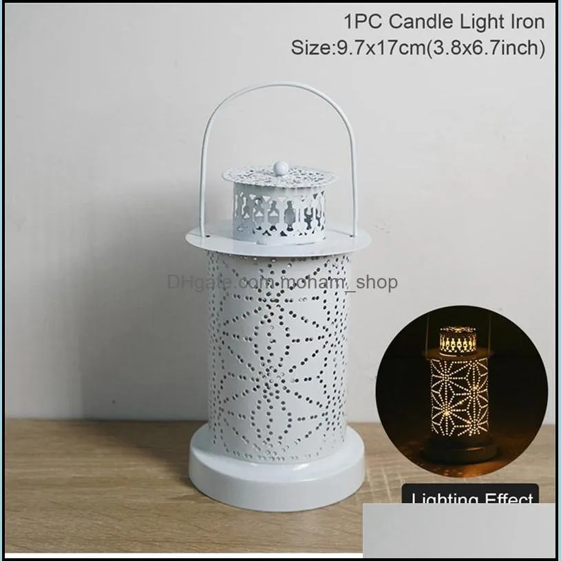 hollow wind lanterns iron craft hollow decorative candlestick led candle lights diy festival party home decor