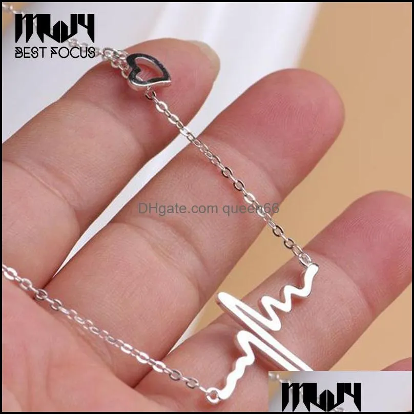 punk necklaces pendants for women electrocardiogram style gold silver placed pendant necklaces fashion jewelry for gift 100 pcs/lot