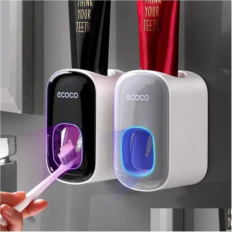 toothbrush holder ecoco automatic squeeze toothpaste machine sticker wall bathroom waterproof squeeze holders stock inventory