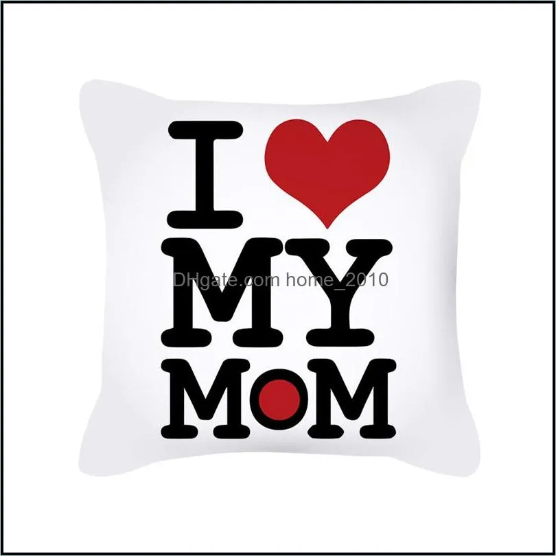 happy mothers day pillow case peach skin 18x18 inch i love mom mom ever printed pillow case home sofa decor