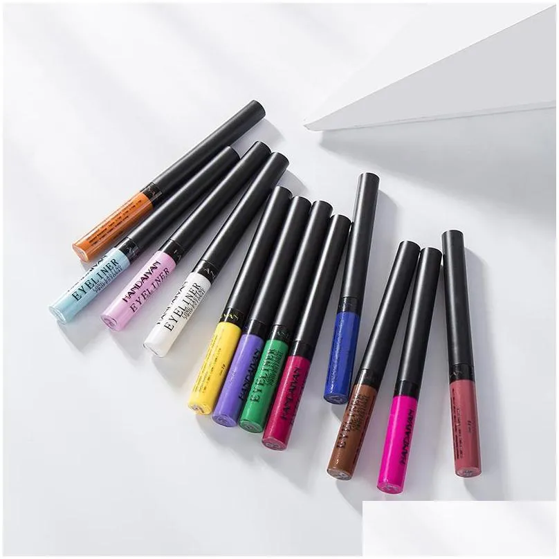 handaiyan 12 colors/set liquid matte eyeliner in opp bag create fashionable eyes and last all the day with gift