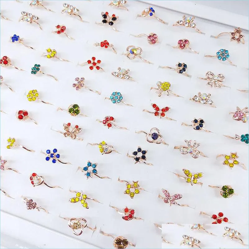 fashion crystal zircon rings for women colorful sweet flower butterfly ring female wedding engagement jewelry gift