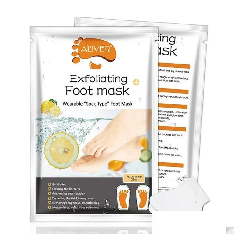  lemon aloe exfoliating foot mask silicone heel cover socks peel off remove dead skin foot care foot spa treatments