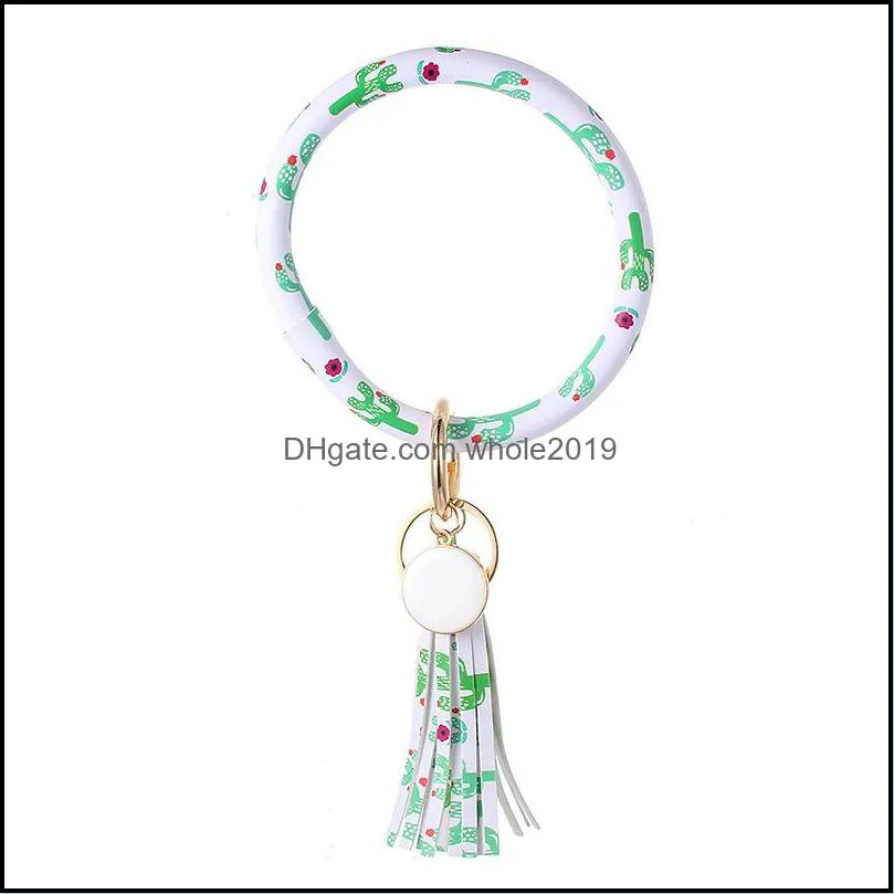 o key ring personalized leopard leather bracelets keychains fashion floral women bangle bracelet keychain bohemian jewelry q3fz