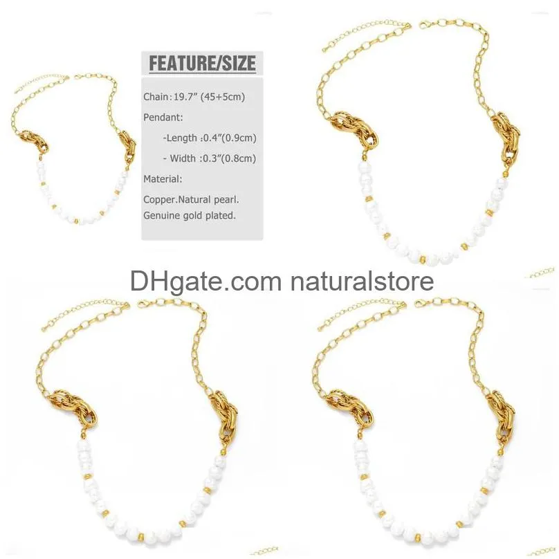 pendant necklaces flola half pearl necklace twist chain choker for women gold plated jewelry gifts collares para mmujer nkeb488