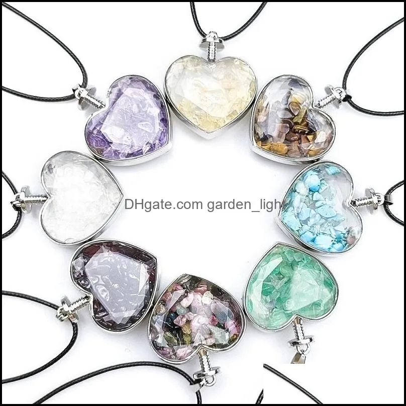 love pendant arts natural rough stone gravel polished pendants healing crystal mineral peach heart necklace