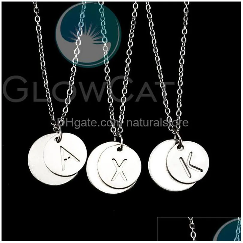 pendant necklaces letter design capital initial necklace women men jewelry silver color stainless steel alphabet