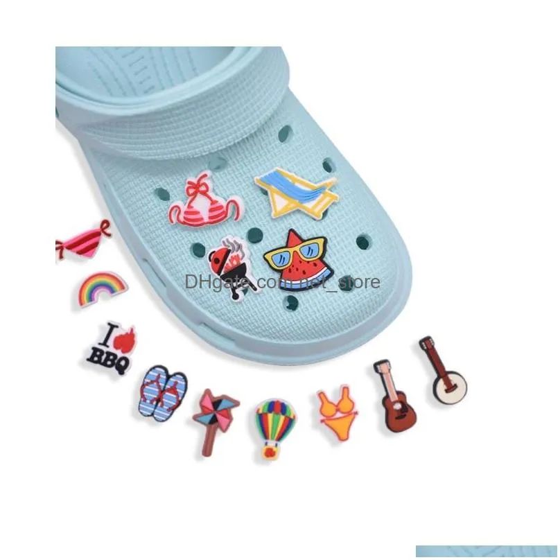 pvc charms shoecharms buckle fashion accessories soft rubber jibbitz for croc jibz shoes music instrument guitar rainbow beach slipper