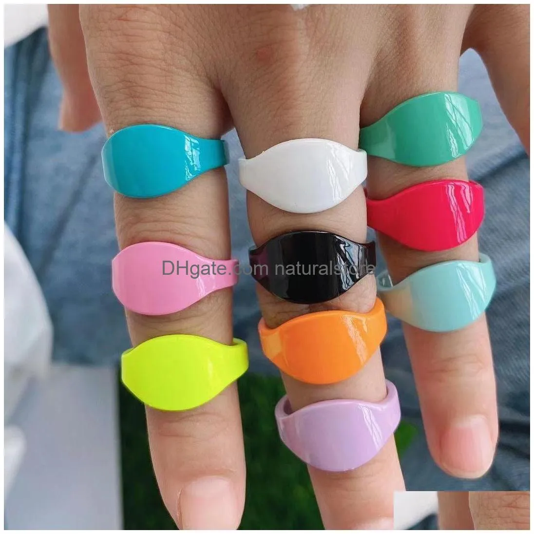 10pcs high quality oil drip heart shape open cute colorful enamel simple adjustable cuff statement ring jewelry