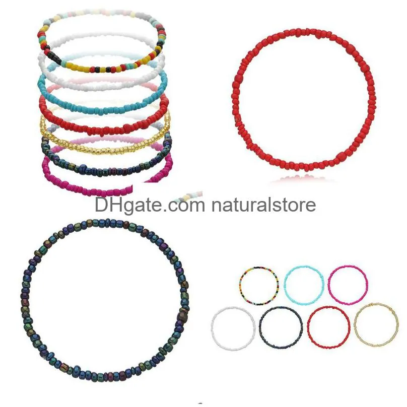 charm bracelets 7pcs bead simple fashionable colorful elastic rope decorative bracelet for woman