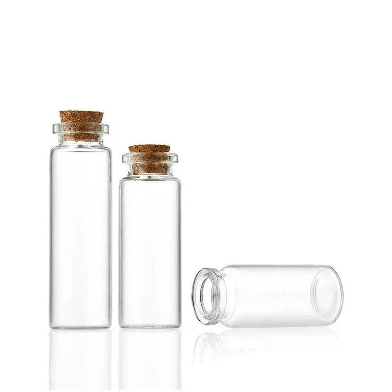 dia. 30mm flat bottom clear glass bottle vial ttransparent testtube tea packing container with cork stopper