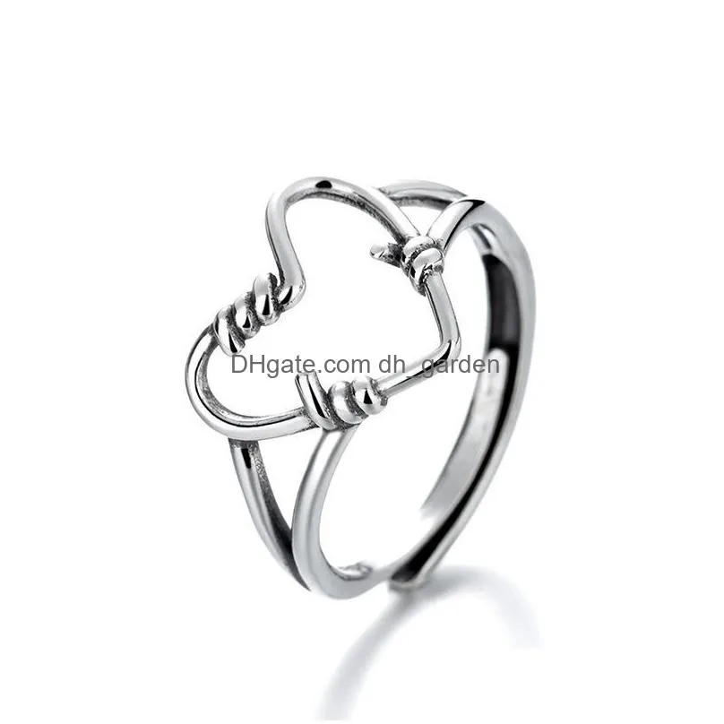 cluster rings sa silverage female fashion personality retro old craft mens ring sterling silver s925 five pointed star