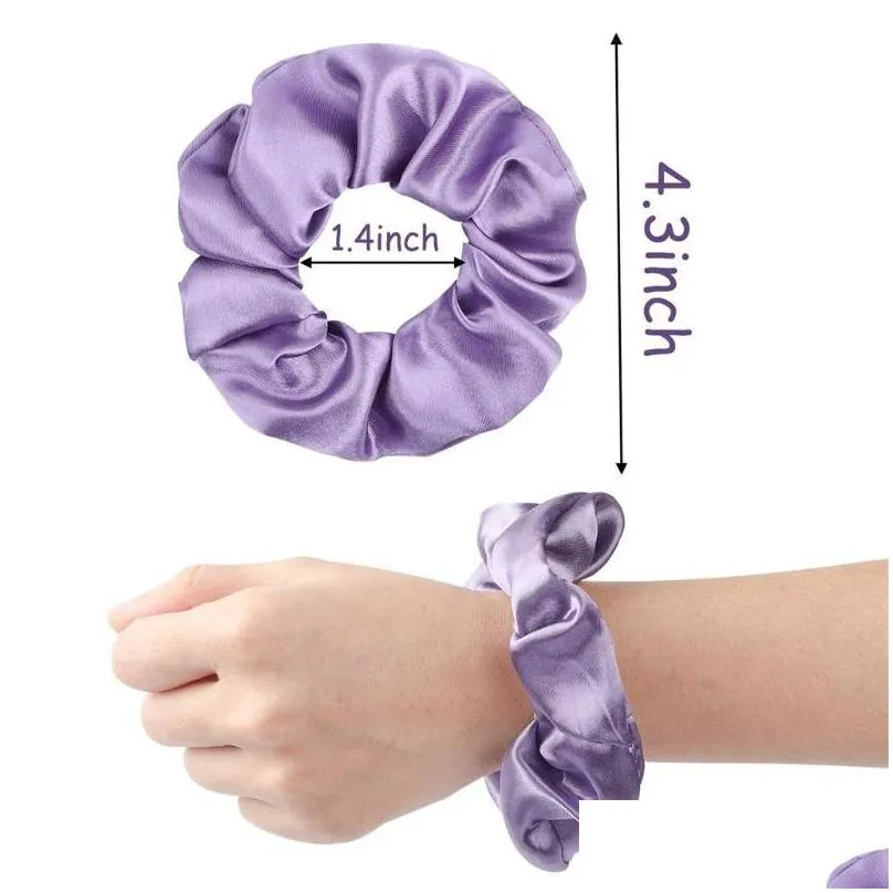 60pcs solid color silk satin hair bands womens or girls hair jewelry hairband suitable for womens ponytail scrunchies