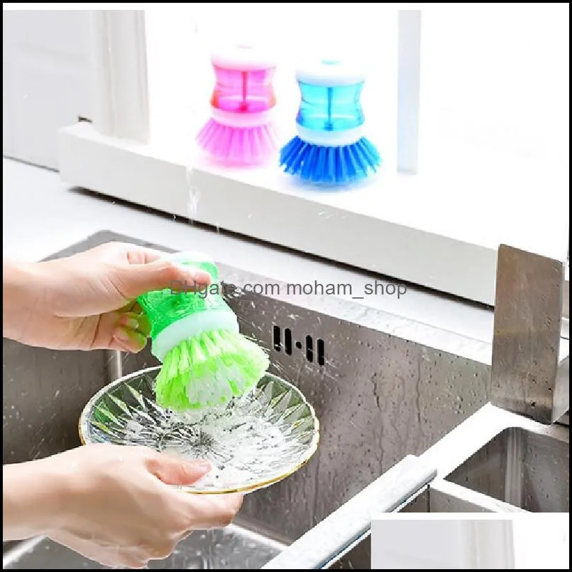 dispensing detergent addition scrubber pot dish bowl brush kitchen sink pot bowl pan scrubber cleaning gadget tool bathroom paf11442