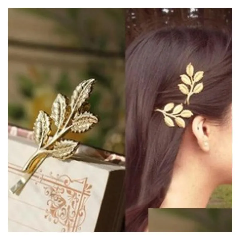 fashion jewelry womens vintage olive branch leaf hairpin hair clip bobby pin lady bride side barrette hair accessories