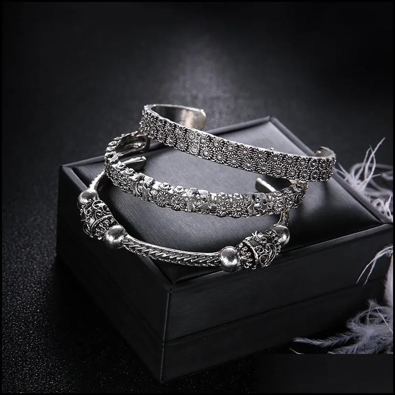 fashion antique 925 silver bangle open cuff women bracelets cute moon and star daisy bangles for diy jewelry wholesale