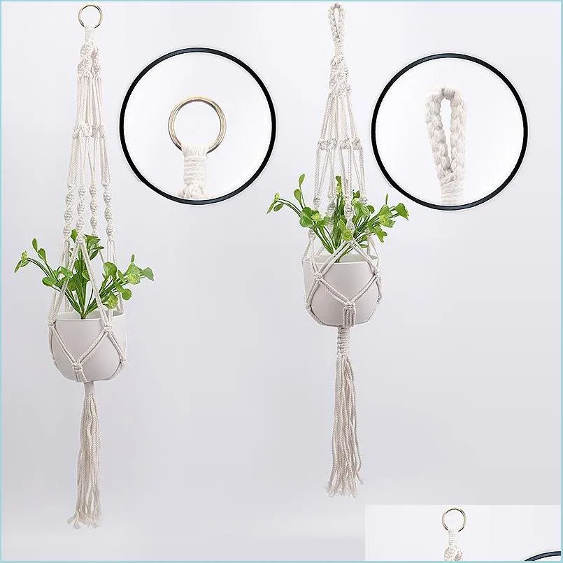 handmade macrame plant hanger flower pot hanger for wall decoration countyard garden pot tray for plant garden decoration