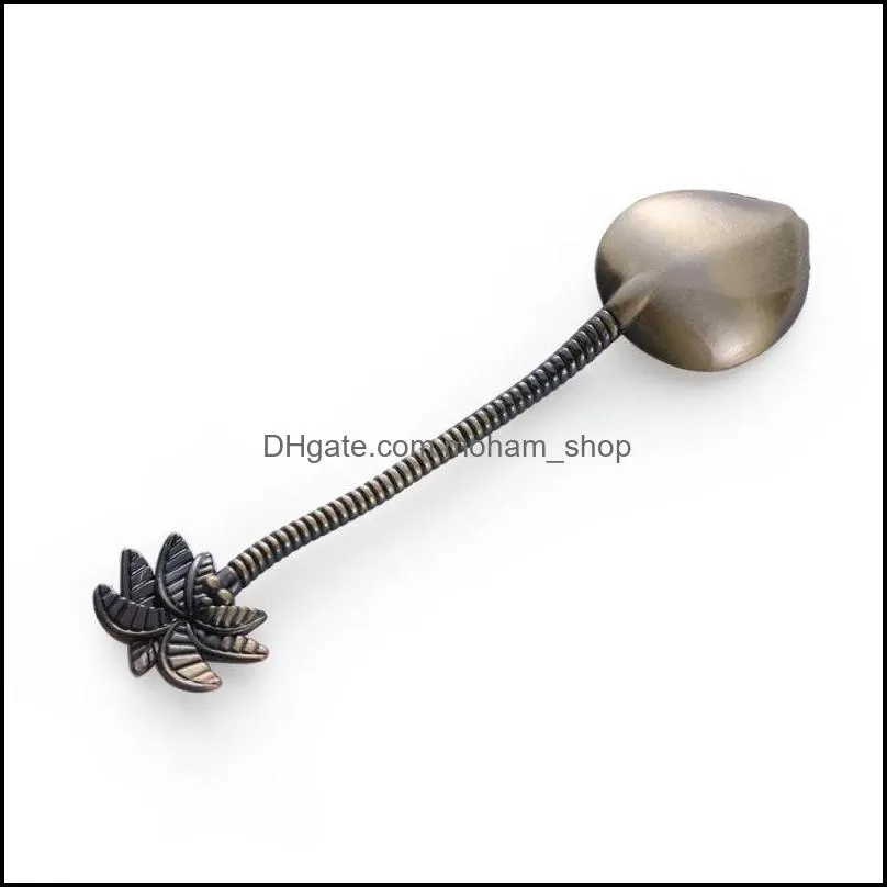 6pcs coconut tree tea coffee spoon ice cream small decoration zine alloy gift for bar party decoration vintage royal style