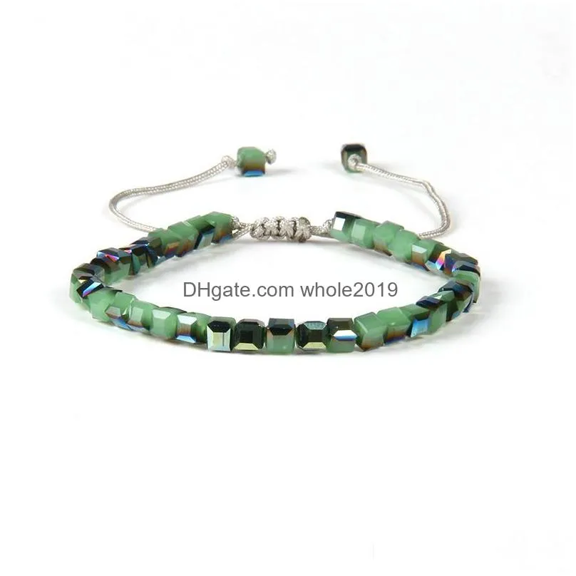  design fashion summer jewelry wholesale mix colors 6mm crystal jade square beads macrame braiding bracelets