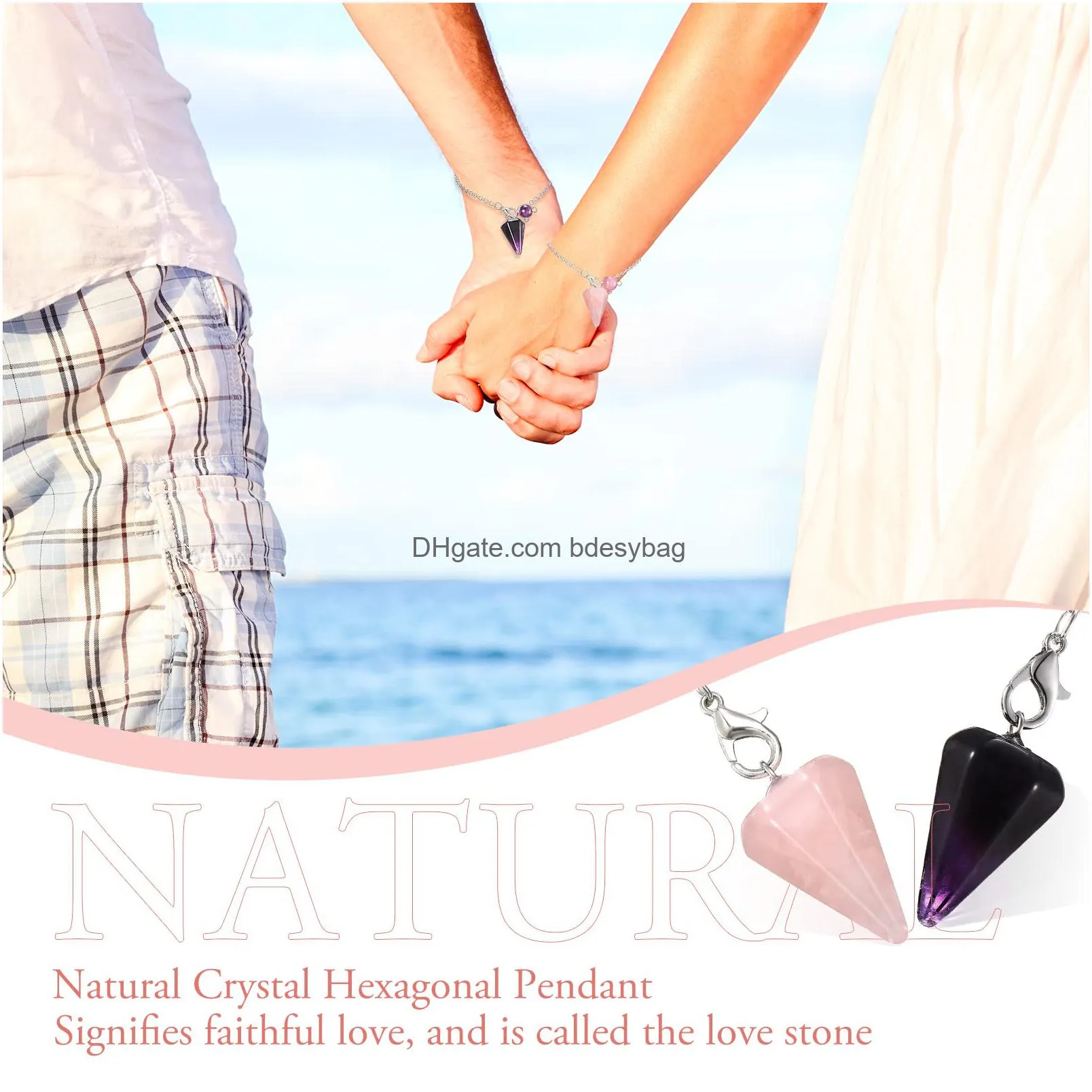 natural gemstone pendulum crystal chakra pendulum hexagonal rock pendant pendulums reiki natural stone pendants for men women