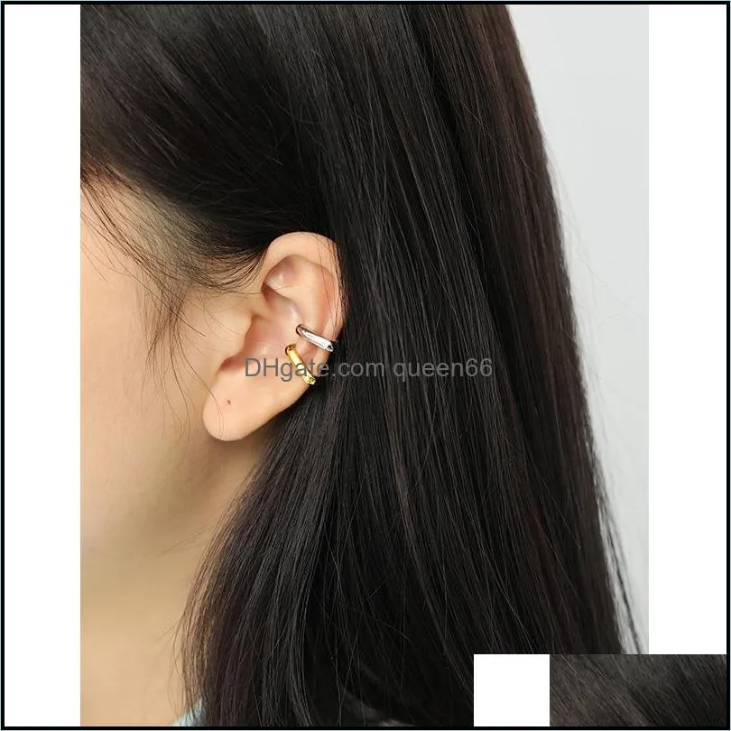 1 pc 100 genuine 925 sterling silver clip on screw back ear cuff for women korea ins minimalism earrings without piercing jewelry