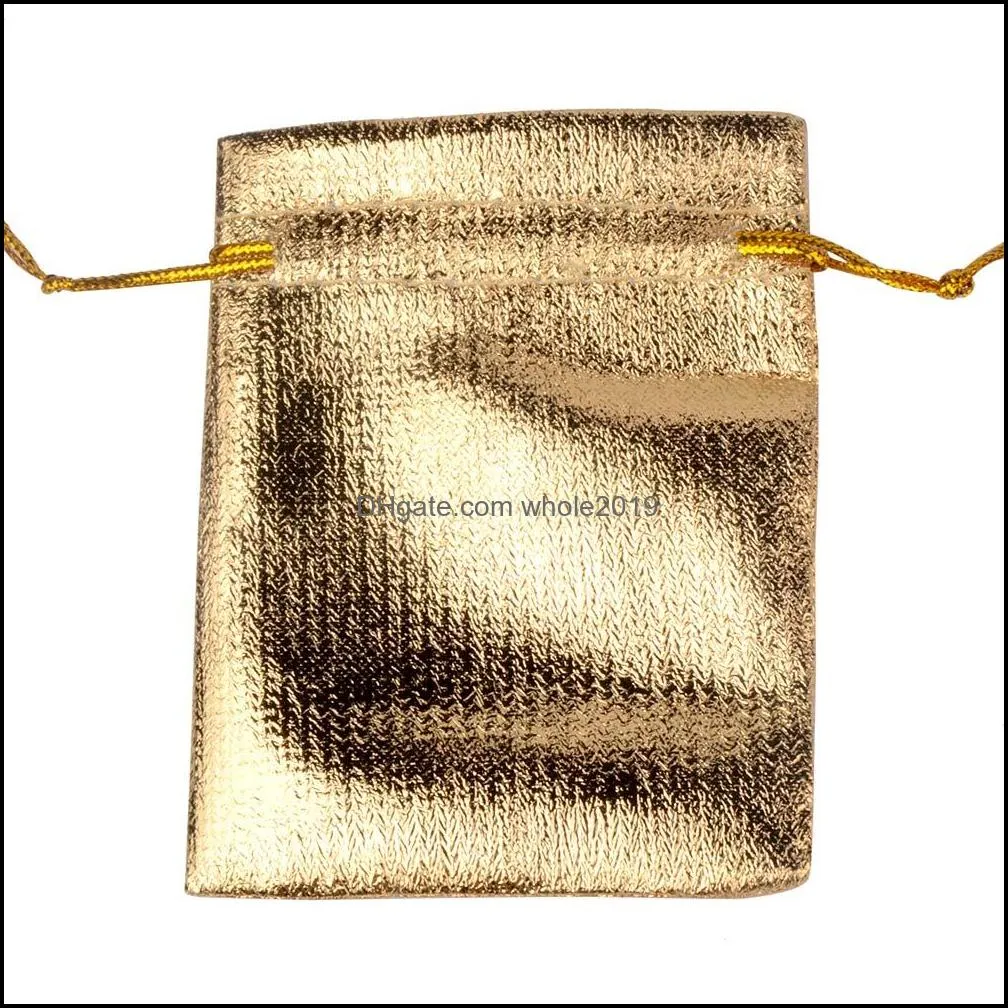  7sizes fashion gold plated gauze satin jewelry bags jewelry christmas gift pouches bag 7x9cm 9x12cm 10x15cm13x18cm