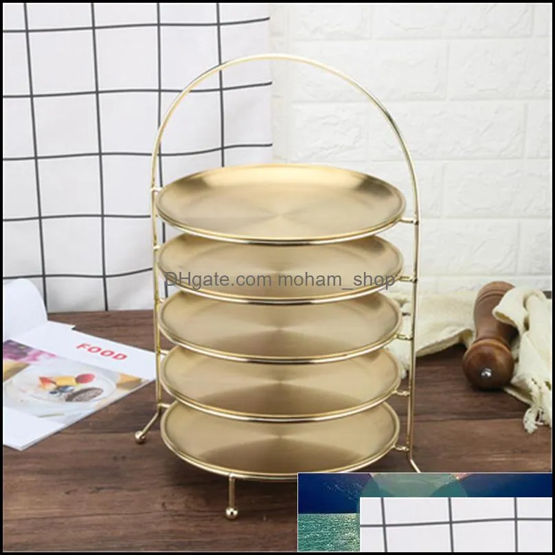 korean stainless steel disk storage rack multi layer gold plate dessert nordic tray shelf fruit candy shelf party decoration