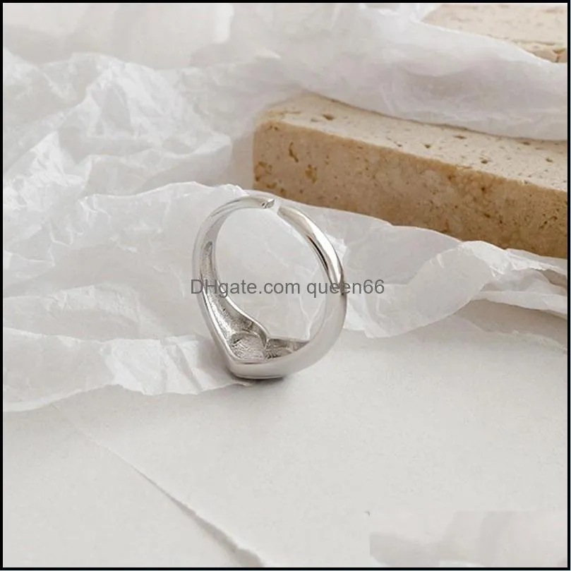 100 genuine 925 sterling silver open ring women classic black glue stone heart finger rings bagues fine jewelry ymr1006