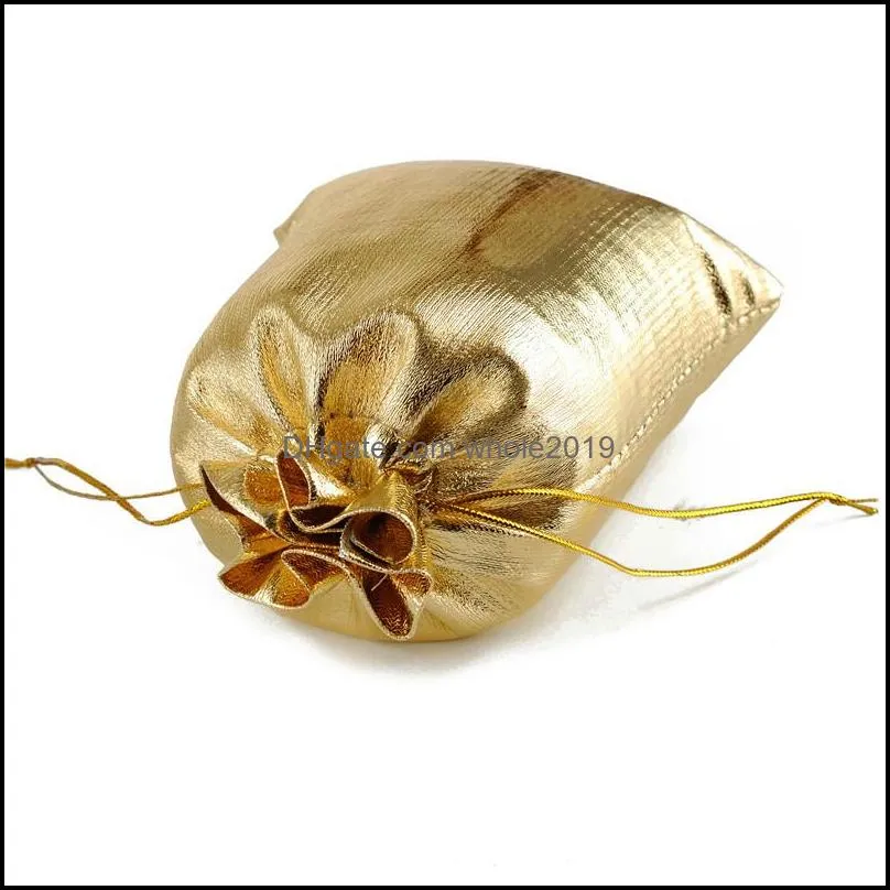  7sizes fashion gold plated gauze satin jewelry bags jewelry christmas gift pouches bag 7x9cm 9x12cm 10x15cm13x18cm