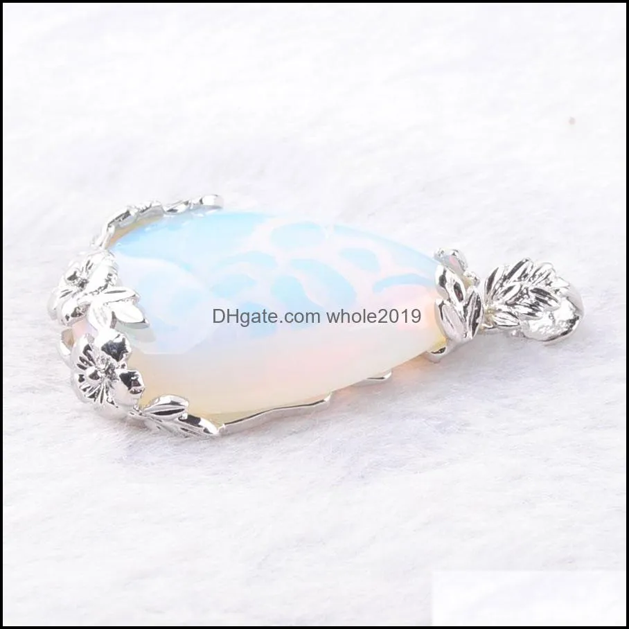 tear water drop love natural opalite gem stone pendant necklace reiki bead women jewelry n3466