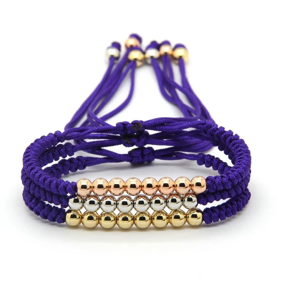 wholesale 10pcs/lot gift fashion jewelry 6mm purple string anil arjandas mix colors braiding macrame cz beads bracelet