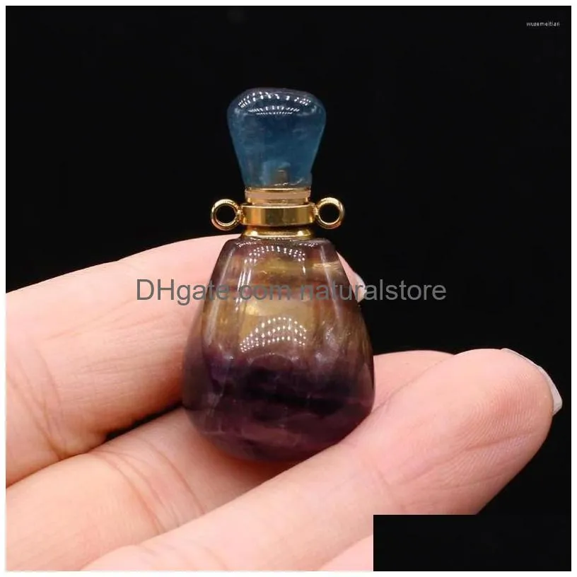 pendant necklaces  oil diffusernatural fluorites perfume bottle natural stone charms for women jewerly necklace 18x340mm