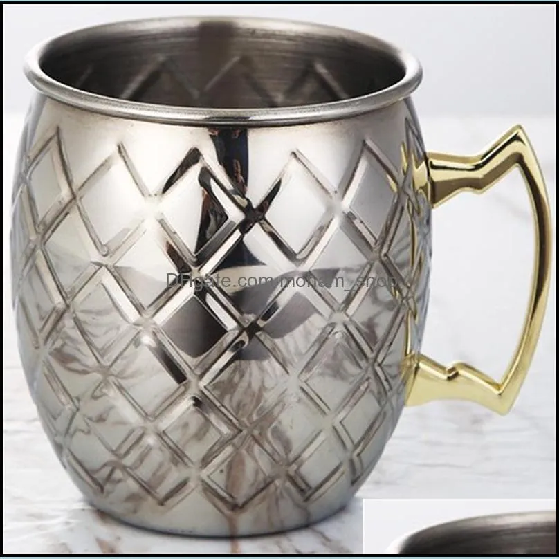  arrival moscow mule mug metal color stainless steel bar beer cup hammer point copper plated cocktail tumblers 530ml 17 7xle1