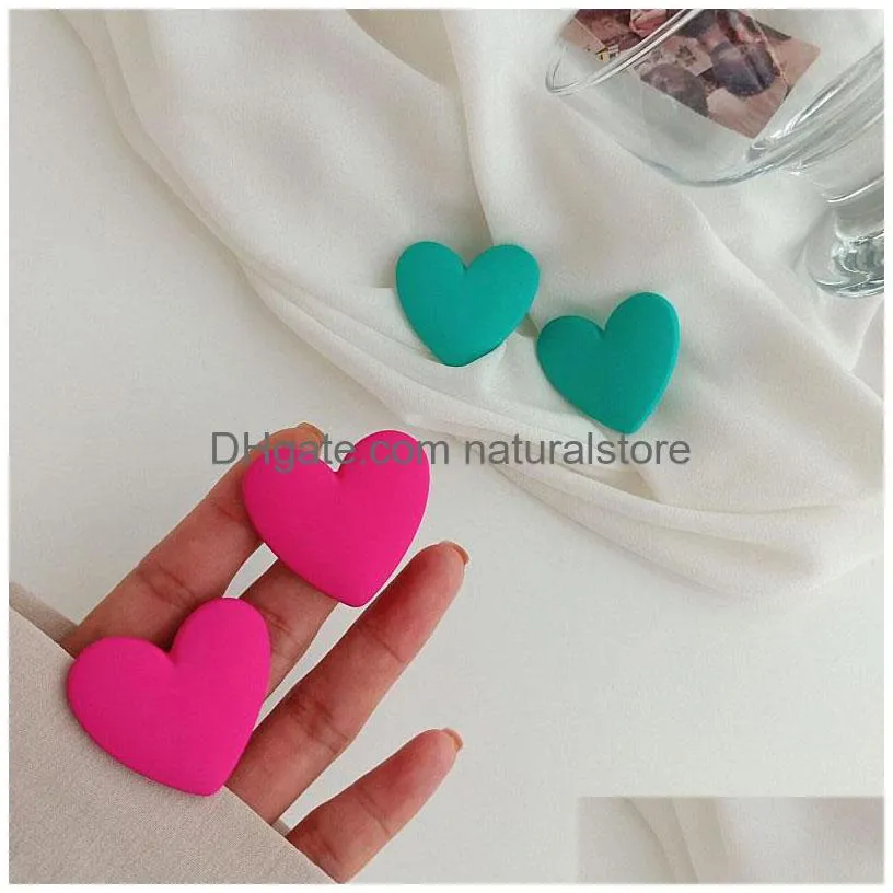 stud candy color acrylic love earrings simple design geometric heart allmatch fashion party jewelry