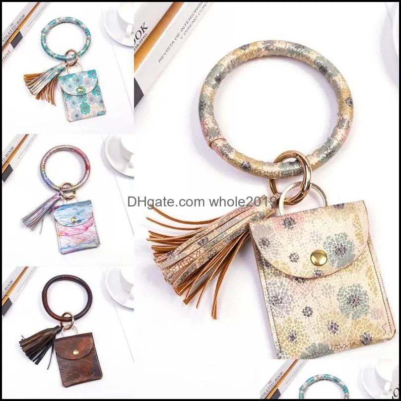 leather bracelet key rings coin card wallet pu tassel pendant wristbands keychain women bag accessories dhs k281fa z