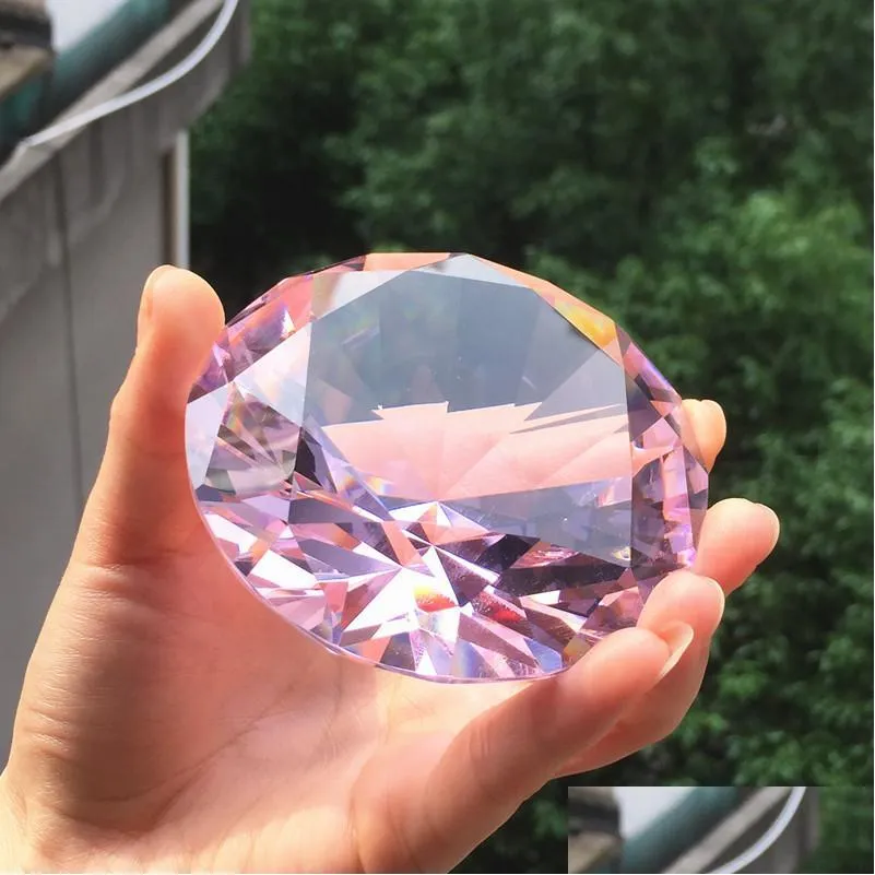 80mm color clear crystal diamond shape paperweight glass gem display ornament wedding home decoration art craft material gift t200330