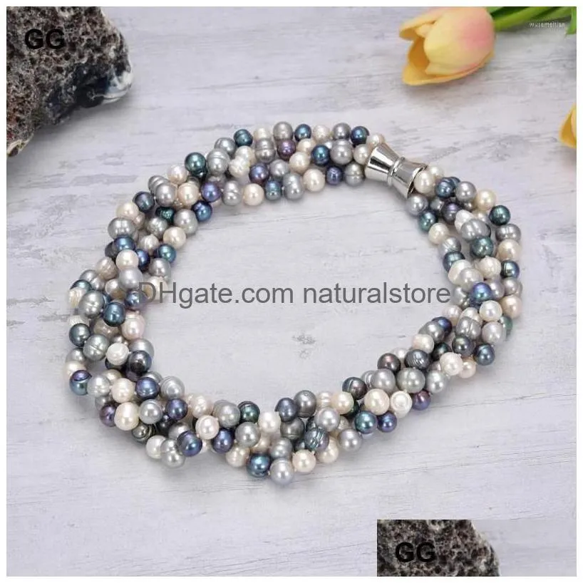 pendant necklaces guaiguai jewelry 20 4 strands 910mm white black round pearl necklace
