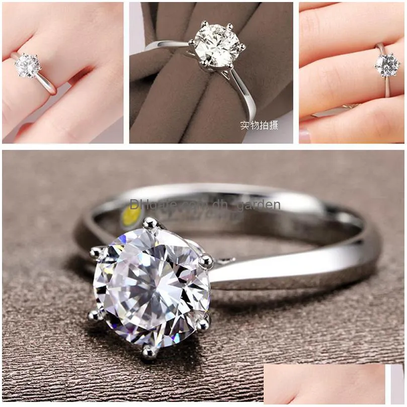 cluster rings fashion s925 stamped silver color women wedding ring jewelry plated high quality simple crystal cz